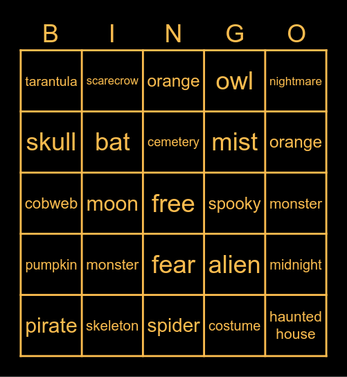 Halloween BINGO Card