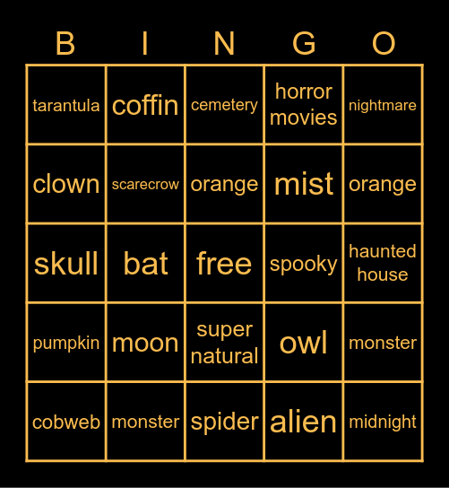 Halloween BINGO Card