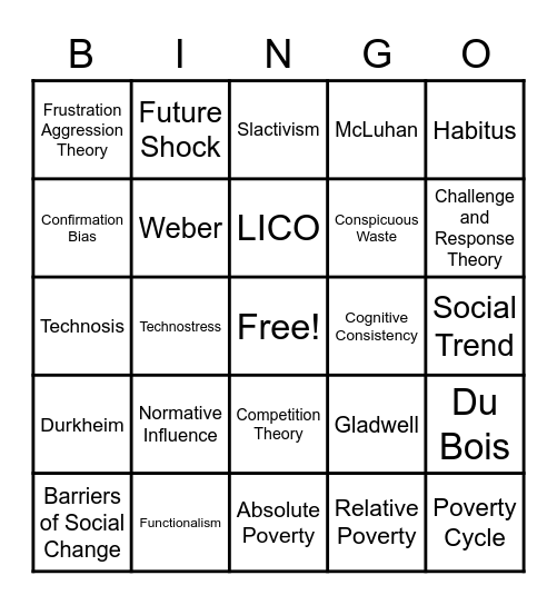 Challenge and Change Bingo Card