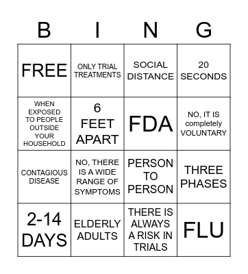 COVID-19 Bingo Card