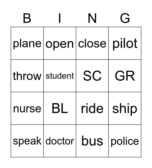 P1/1 Bingo for Thursday :) Bingo Card