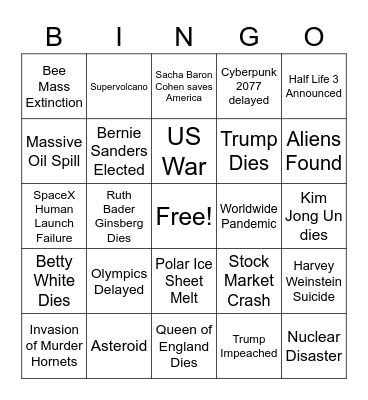 2020 BINGO Card