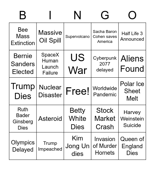 2020 BINGO Card