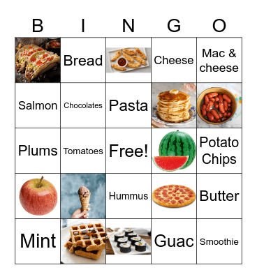 Zayne's Fav Foods and Flavors Bingo Card