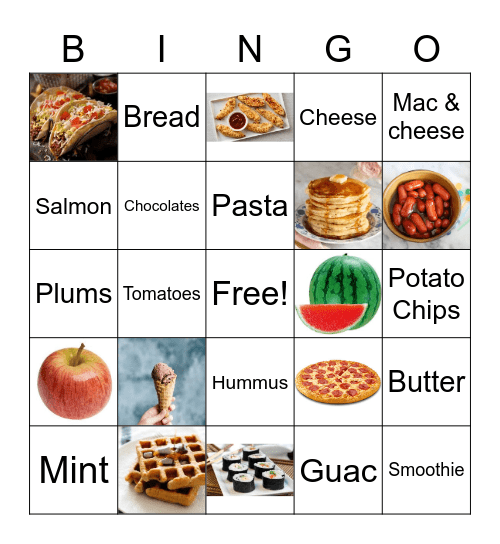 Zayne's Fav Foods and Flavors Bingo Card