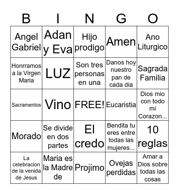 Dios y Yo  Bingo Card