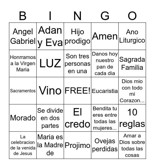 Dios y Yo  Bingo Card