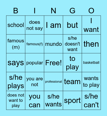 Los Deportes Bingo Card