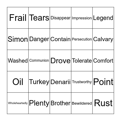 Sermon Bingo 11/23/14 Bingo Card