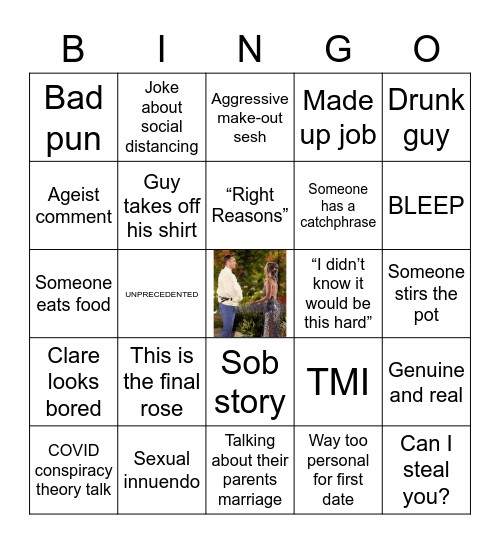 BACHELOR IN QUARANTINE Bingo Card