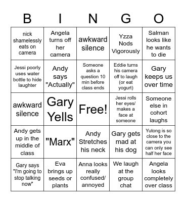 Social Theory Bingo Card