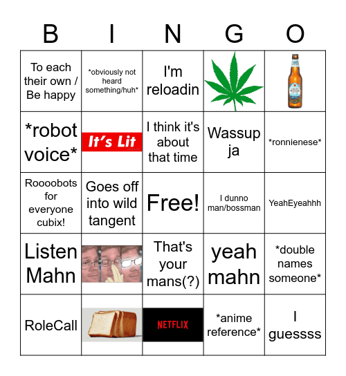 Ronnie Catch Phrase Bingo Ver 1.0 Bingo Card