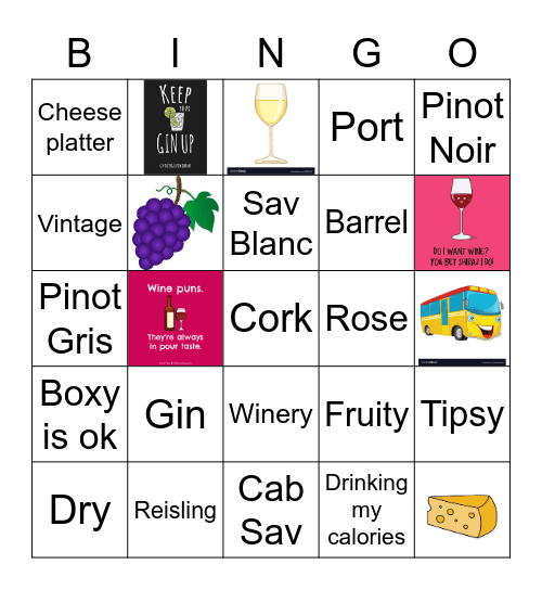Wine Tour Bingo Card