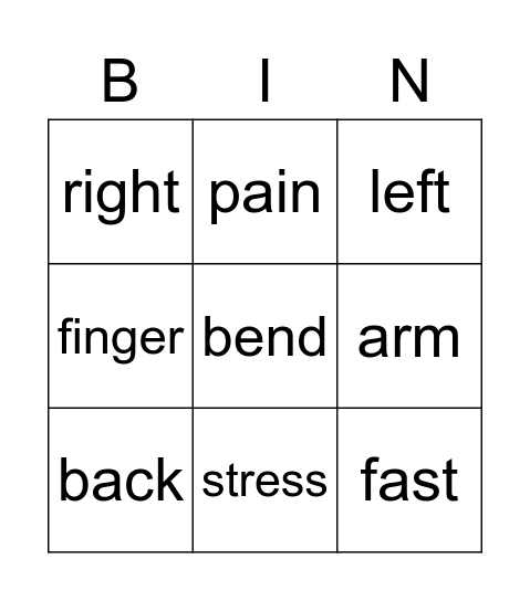 ENGLISH REVIEW TIME Bingo Card
