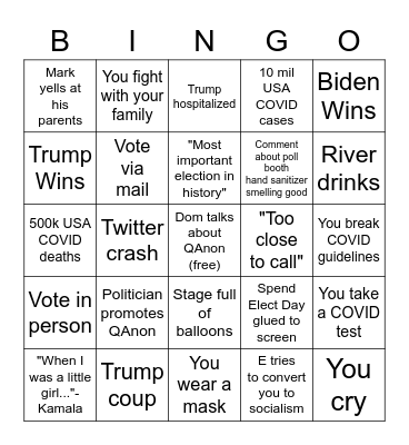 COVID 2 - Election Edition Bingo Card