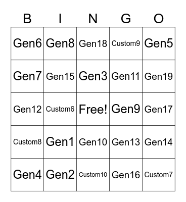 Test 2 Bingo Card
