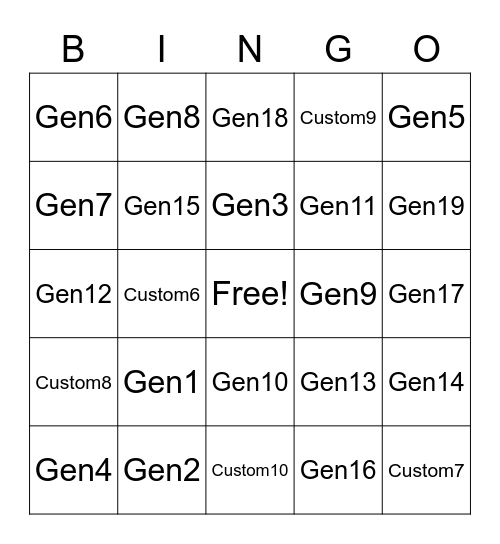 Test 2 Bingo Card