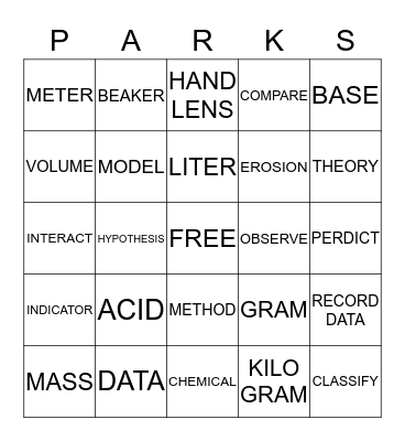 PARKS SCIENCE BINGO Card