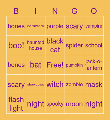 Halloween Bingo Card