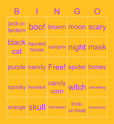Halloween Bingo! Bingo Card