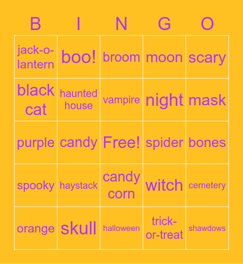 Halloween Bingo! Bingo Card