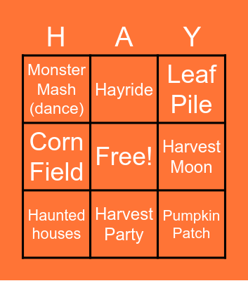 Fall Setting Bingo Card