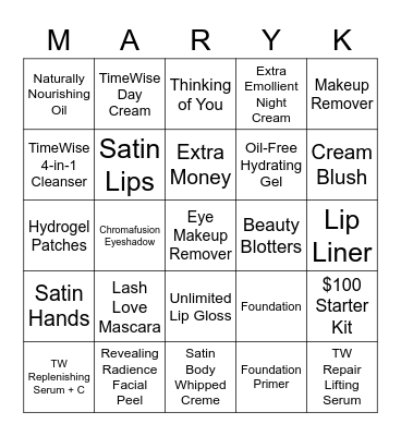 Mary Kay Bingo! Bingo Card