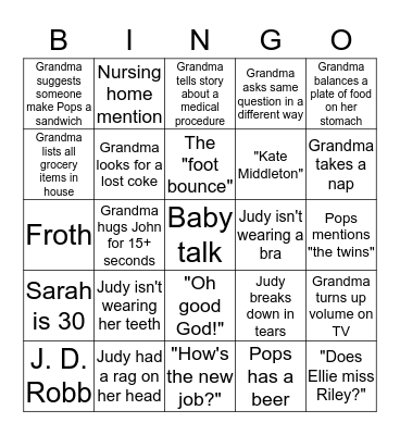 Loony Bin Bingo Card