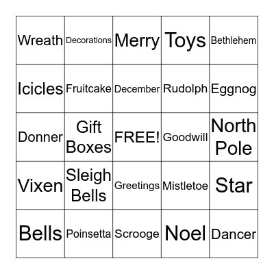 Christmas Bingo      Bingo Card