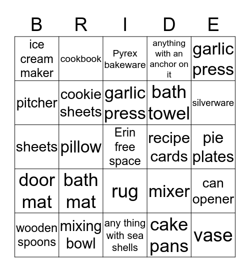 Here Comes the Bride Bingo Card