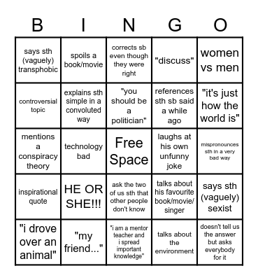 The English Lesson Bingo Card