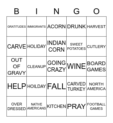 THANKSGIVING BINGO-4 Bingo Card