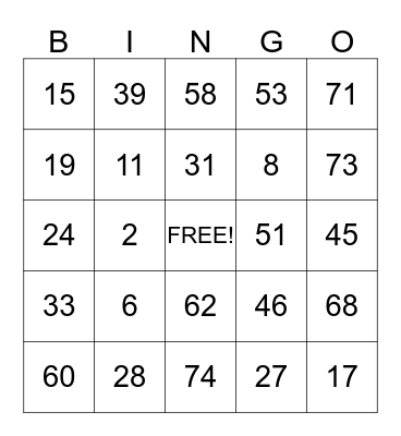 Family Christmas Bingo Card