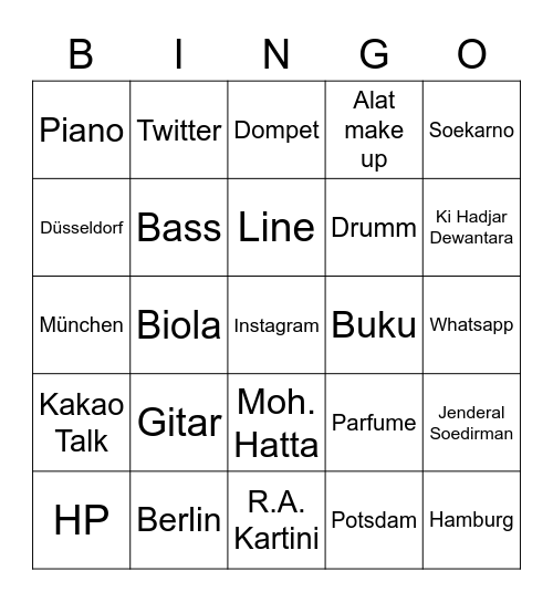 GEARISHA Bingo Card