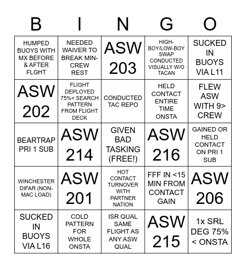 ASW BINGO Card