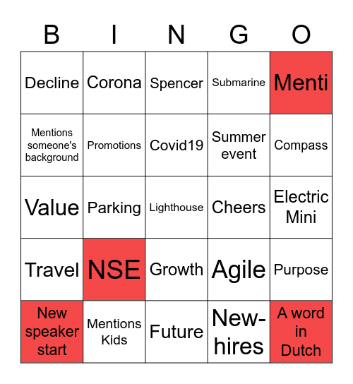 Bing Bingo Card