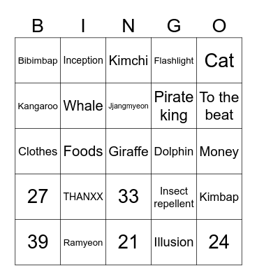 PireightKing Bingo Card