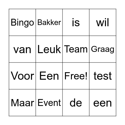 TEST BINGO Card