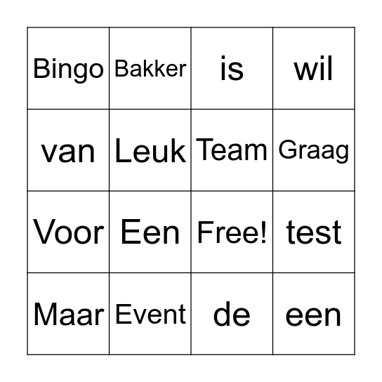 TEST BINGO Card