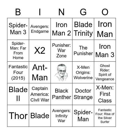 Marvel Movie Bingo Card