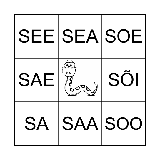 S silbi alguses Bingo Card