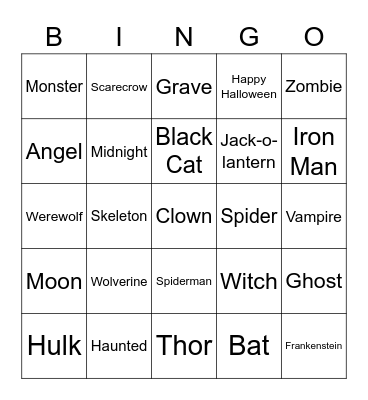 Halloween Bingo Card