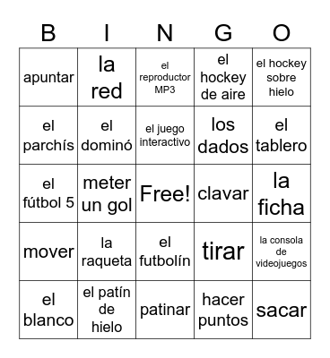 Diversión bajo techo Bingo Card