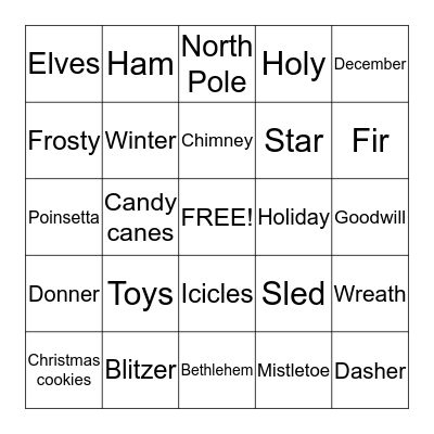 Christmas Bingo      Bingo Card