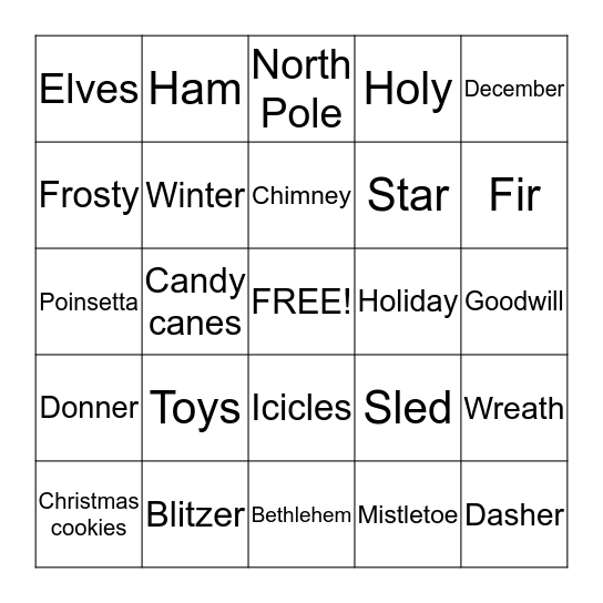 Christmas Bingo      Bingo Card