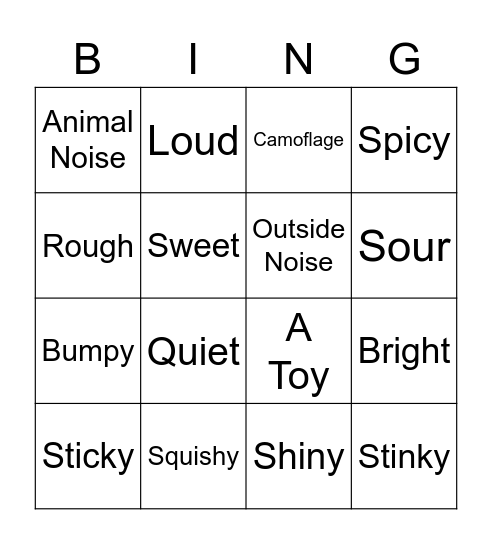 Senses Seek & Find Bingo Card