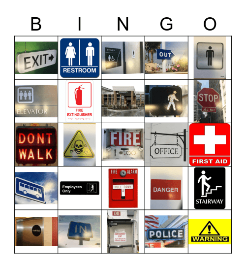 Safety Sign Bingo Card