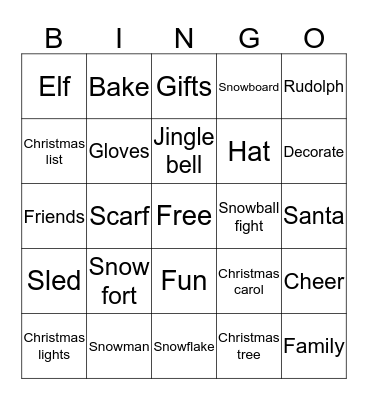 cristmas bingo Card