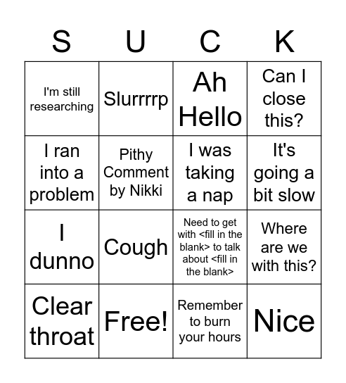SCRUM Bingo! Bingo Card