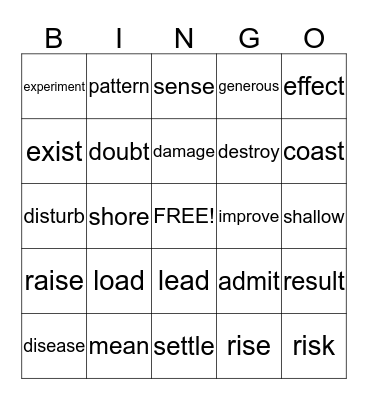 Vocabulary Bingo #3 Bingo Card